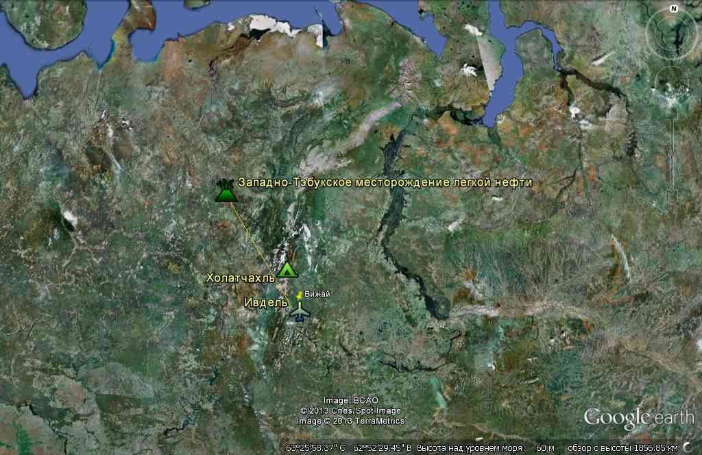 Западно-Тэбукское месторождение на карте