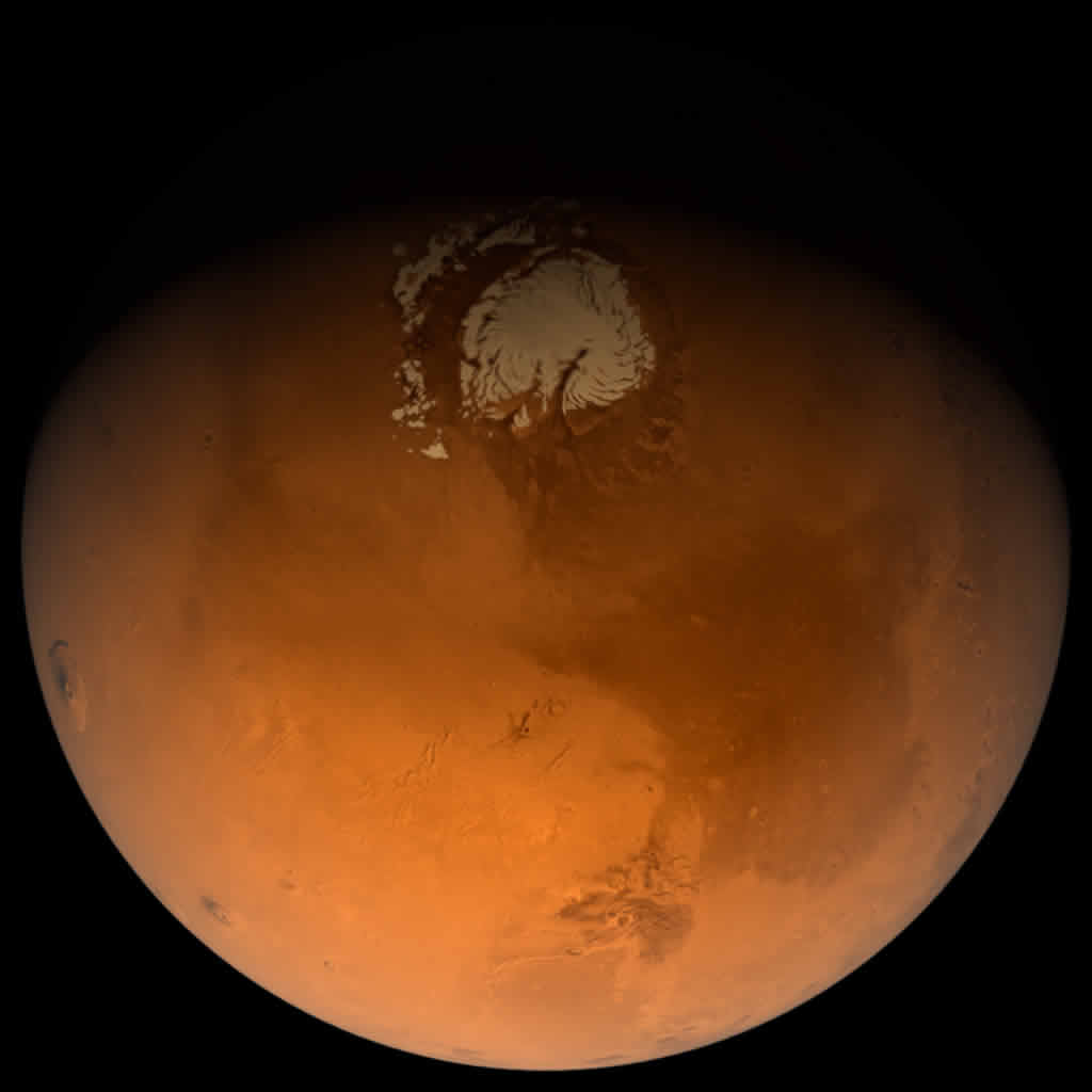 Вид ледяных покровов на поверхности Марса